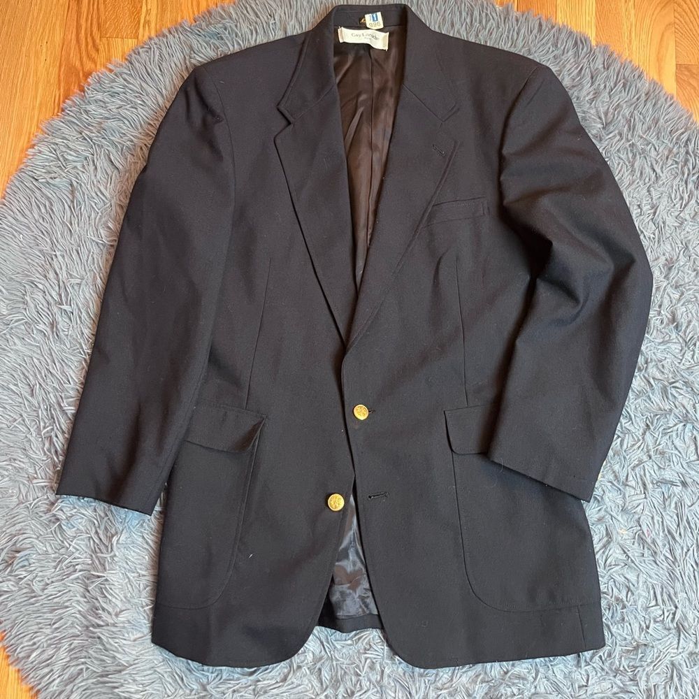 Vintage Guy Laroche Paris Men's Navy Wool Blazer Size 41 L